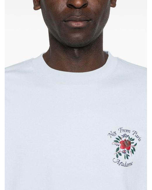 Drole de Monsieur Blue Rose Slogan T-Shirt for men