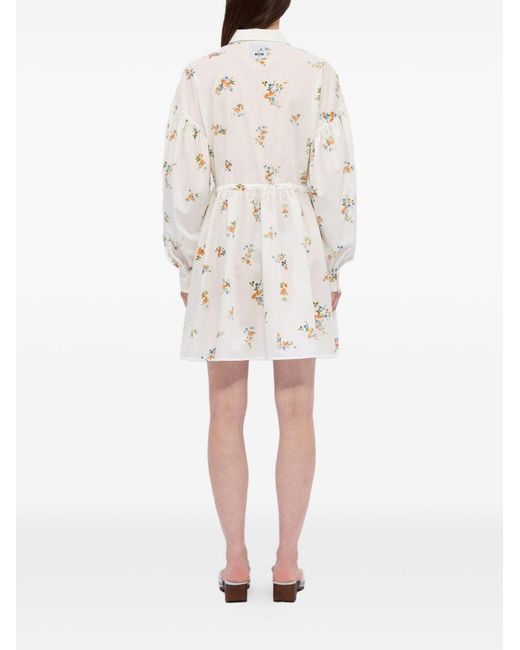 MSGM White Floral Dress