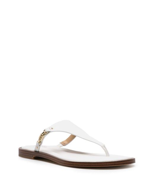 Michael Kors White Daniella Leather Thong Sandals