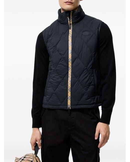 Burberry Blue Acresford Quilted Down Vest for men