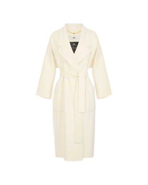 Elisabetta Franchi White Wool Long Coat