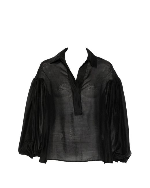 Trame Auree Black Long-Sleeve Blouse
