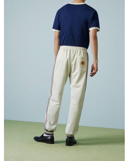Gucci White Logo-patch Striped-detailing Track Pants for men