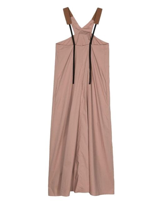 Alysi Brown Crossover-strap Poplin Midi Dress