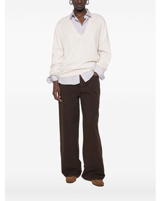 Extreme Cashmere White Cashmere Crewneck Sweater