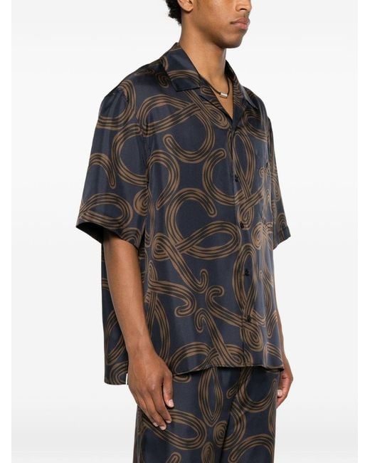 Loewe Gray Paula's Ibiza Printed Silk Shirt for men