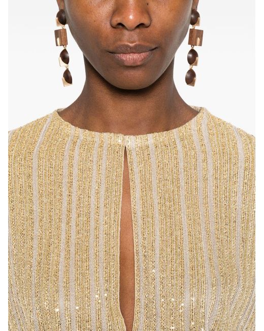 Missoni Natural Striped Keyhole Long-Sleeves