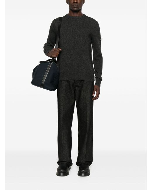 Peuterey Black Long-Sleeved Crewneck Sweater With Logo for men