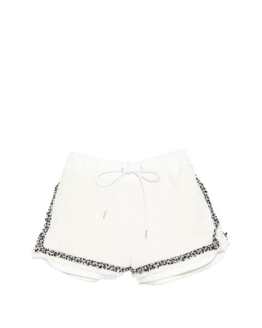 Sacai White Tweed Shorts