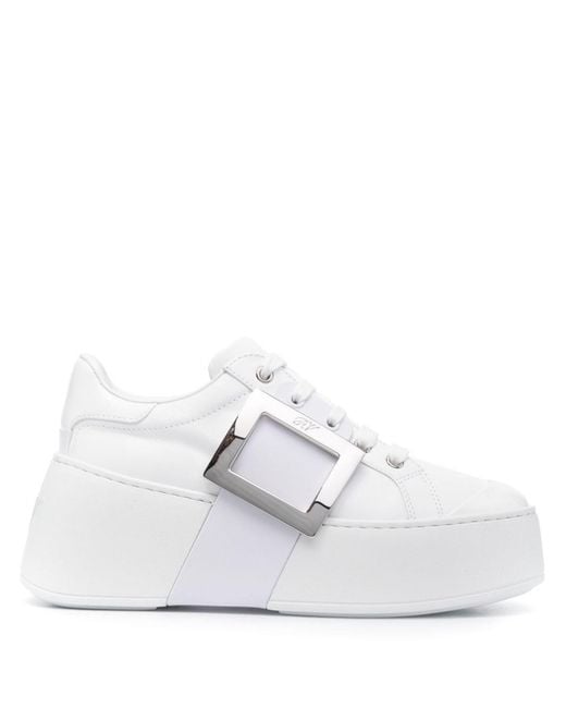 Roger Vivier White Viv Skate High Leather Sneakers