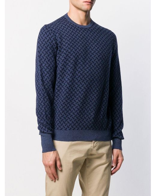Drumohr Blue Biscottino Crew Neck Sweater for men