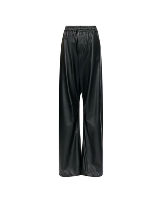 MM6 by Maison Margiela Black Faux Leather Trousers