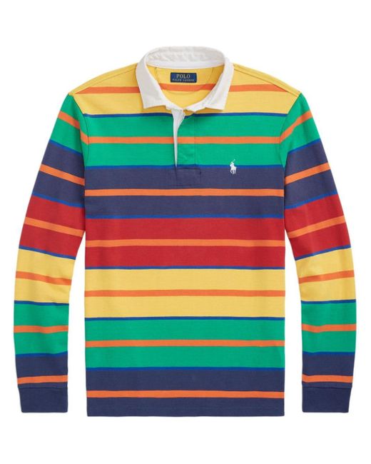 Polo Ralph Lauren Green Striped Cotton Polo Shirt for men
