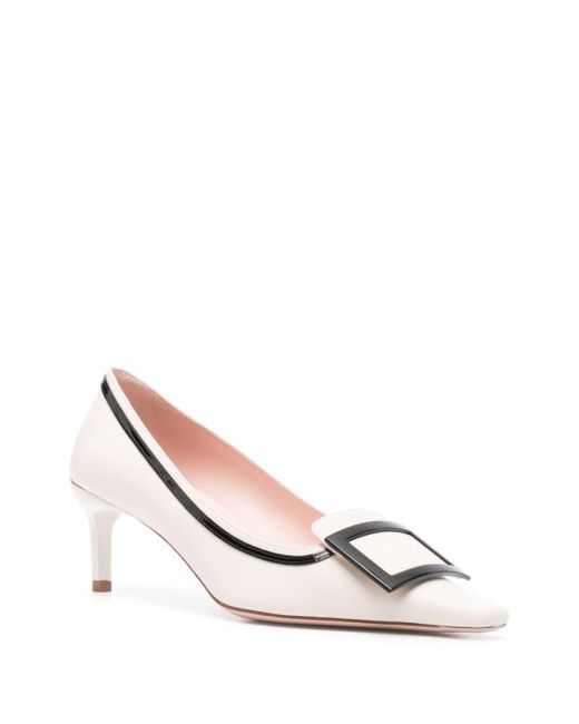 Roger Vivier White Viv Canard Leather Pumps