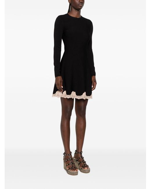 Valentino Black Lace Detail Short Dress