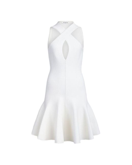 Alaïa White Silk Blend Midi Dress