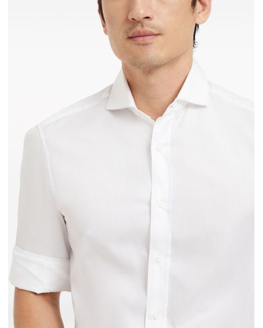 Brunello Cucinelli White Cotton Shirt for men