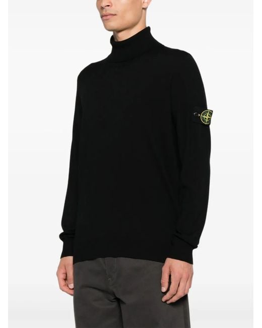 Stone Island Black Wool Turtleneck for men