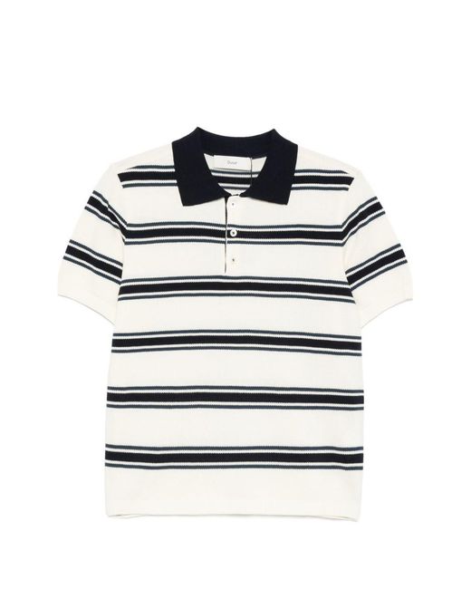 DUNST Gray Striped Cotton Polo Shirt