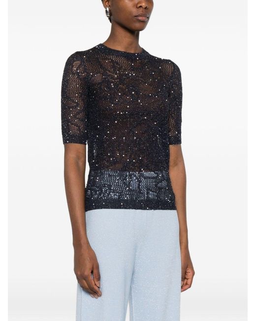 Fabiana Filippi Black Openwork T-Shirt