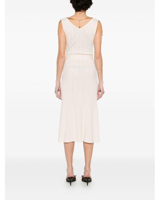 Elisabetta Franchi White Knitted Midi Dress