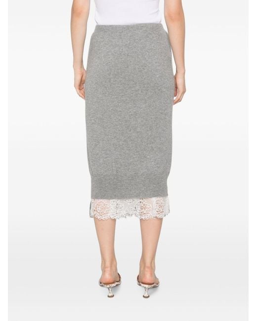 Ermanno Scervino Gray Cashmere Midi Skirt