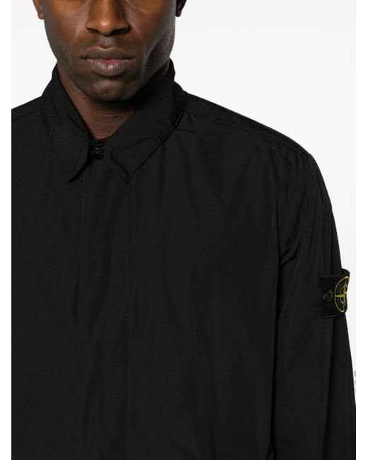 Stone Island Black Compass-badge Single-breasted Coat for men