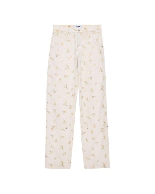 MSGM White Cotton Trousers