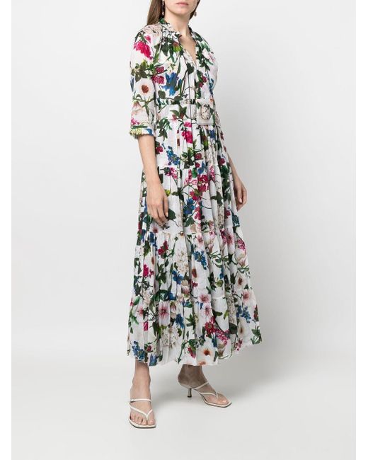 Samantha Sung White Floral Print Long Dress