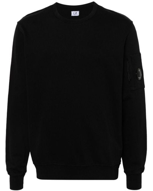 C P Company Black Cotton Crewneck Sweatshirt for men