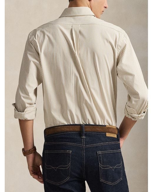 Polo Ralph Lauren White Custom Fit Striped Shirt for men