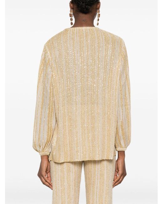 Missoni Natural Striped Keyhole Long-Sleeves