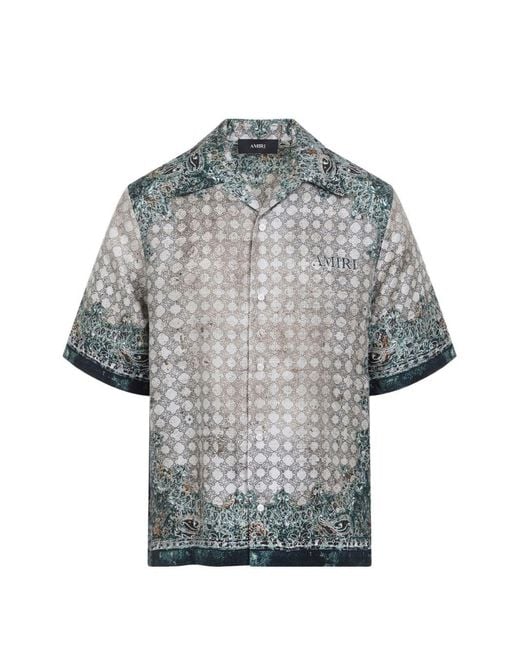 Amiri Gray Bowling Bandana Shirt for men