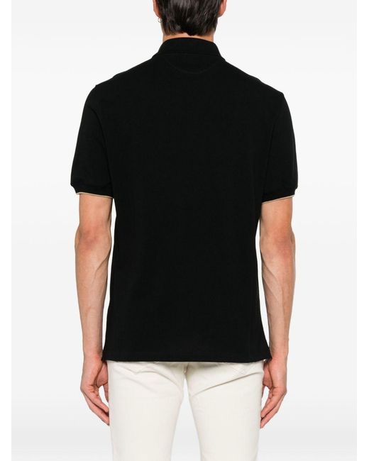Brunello Cucinelli Black Logo Cotton Polo Shirt for men