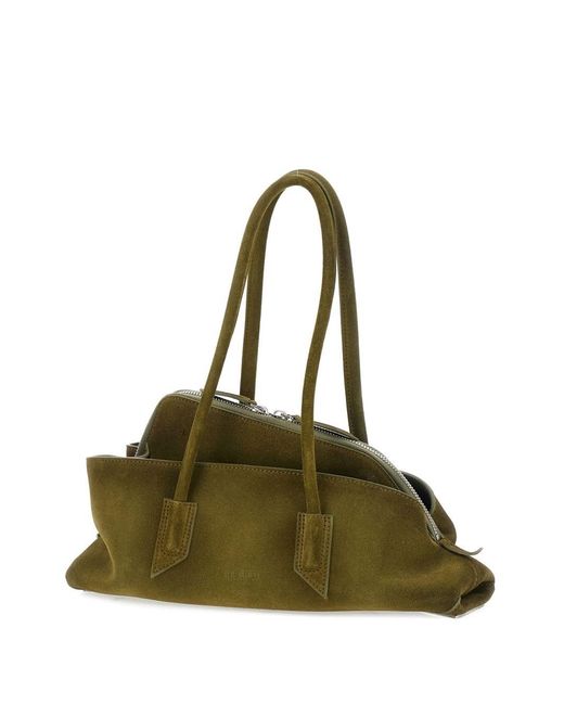 The Attico Green La Passeggiata Small Leather Shoulder Bag