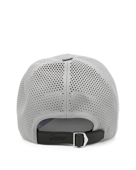 Brioni Gray Embroidered Logo Baseball Cap for men