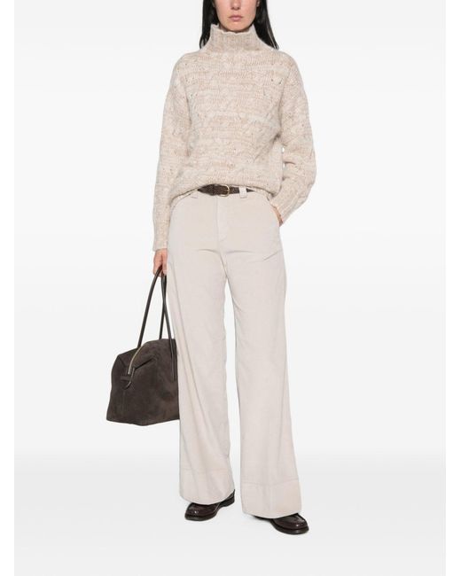 Fabiana Filippi White Wool Blend Turtle-Neck Sweater