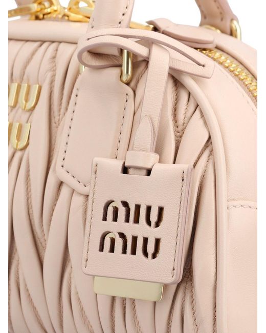 Miu Miu Natural Arcadie Leather Handbag