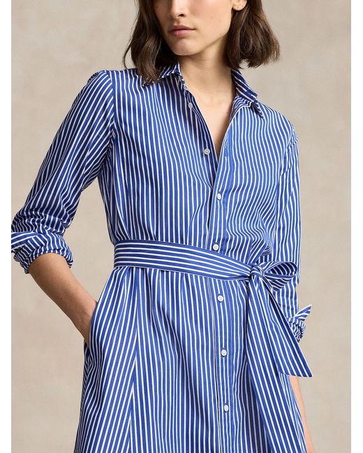Polo Ralph Lauren Blue Striped Dress With Belt