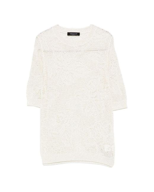Fabiana Filippi White Openwork Crewneck T-Shirt