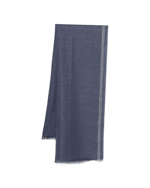 Brunello Cucinelli Blue Linen Scarf for men