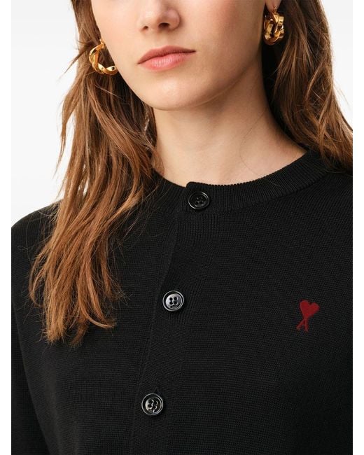 AMI Black Ami De Coeur Wool Cardigan