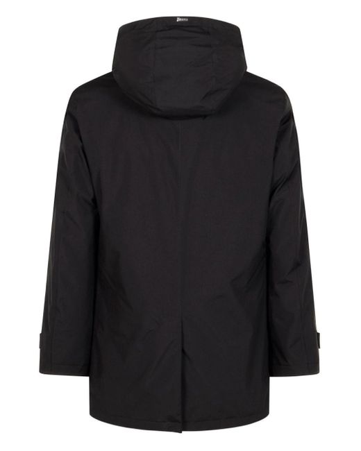 Herno Black Midi Hooded Jacket for men