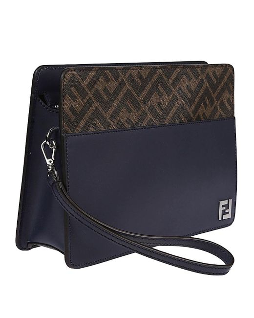 Fendi Black Logo Clutch Bag for men