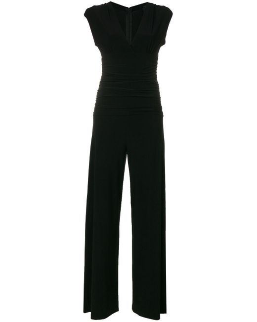 Norma Kamali Black V-necked Jersey Jumpsuit