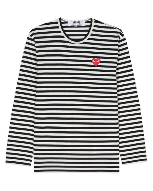COMME DES GARÇONS PLAY Black Heart Striped T-Shirt for men