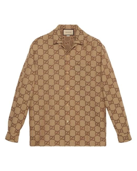 Gucci Maxi Gg Canvas Shirt in Brown for Men | Lyst