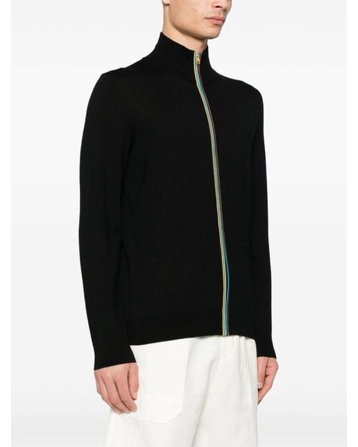Paul Smith Black Wool Zipped Cardigan for men