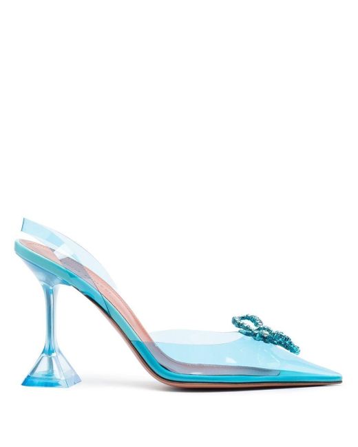 amina muaddi blue heel
