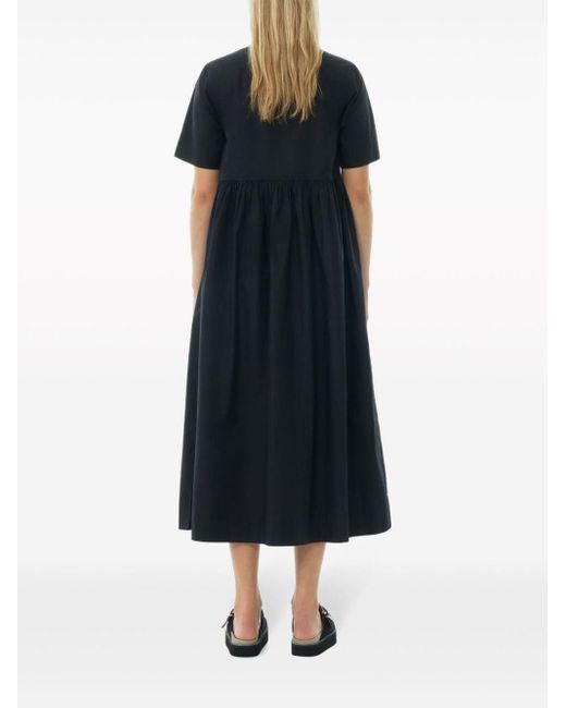 Ganni Black Cotton Long Dress